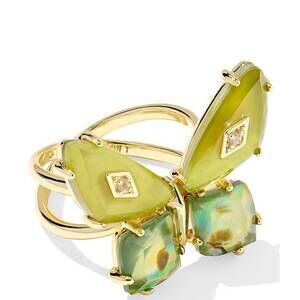 NEW KENDRA SCOTT women's bianca butterfly cocktail ring in gold green mix